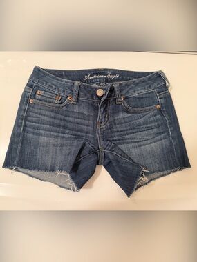 American Eagle Outfitters Dark Blue Denim Cutoff Jean Shorts